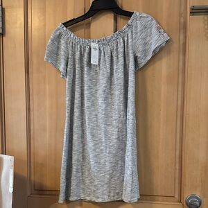 Abercrombie & Fitch Striped Off-Shoulder Mini Dress - Black and White